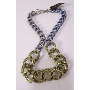 Gerard Yosca Women's Blue Green Brass Double Link Hook Necklace NWT 155